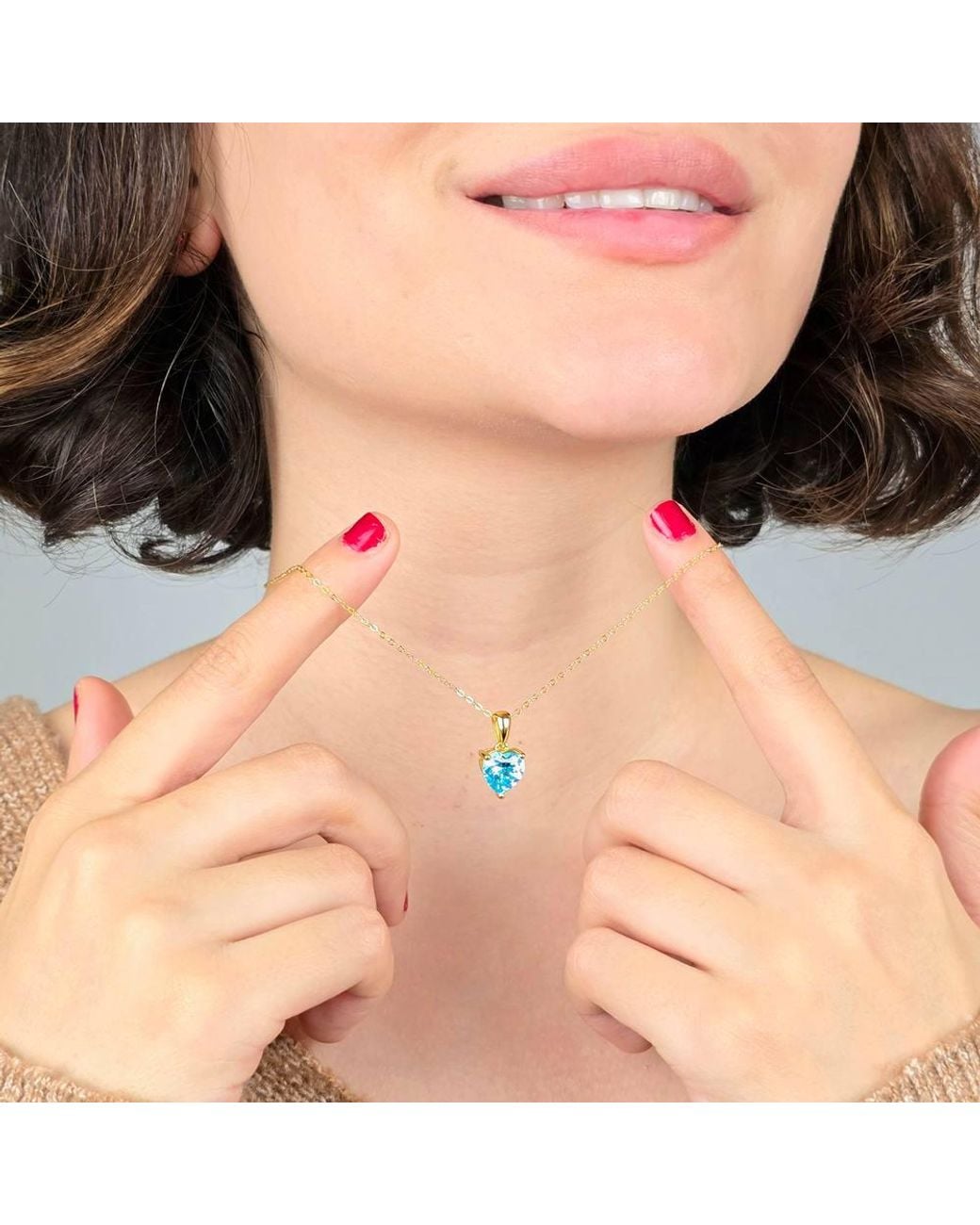 Harfi Blue Topaz December Birthstone Love Heart Necklace
