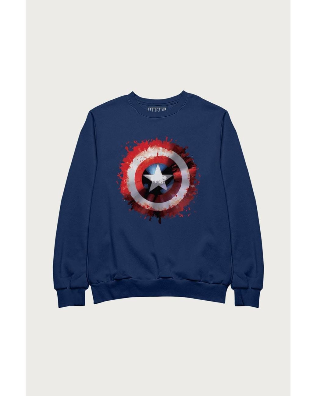 Marvel Blue Captain America Shield Paint Splat Avengers Sweatshirt