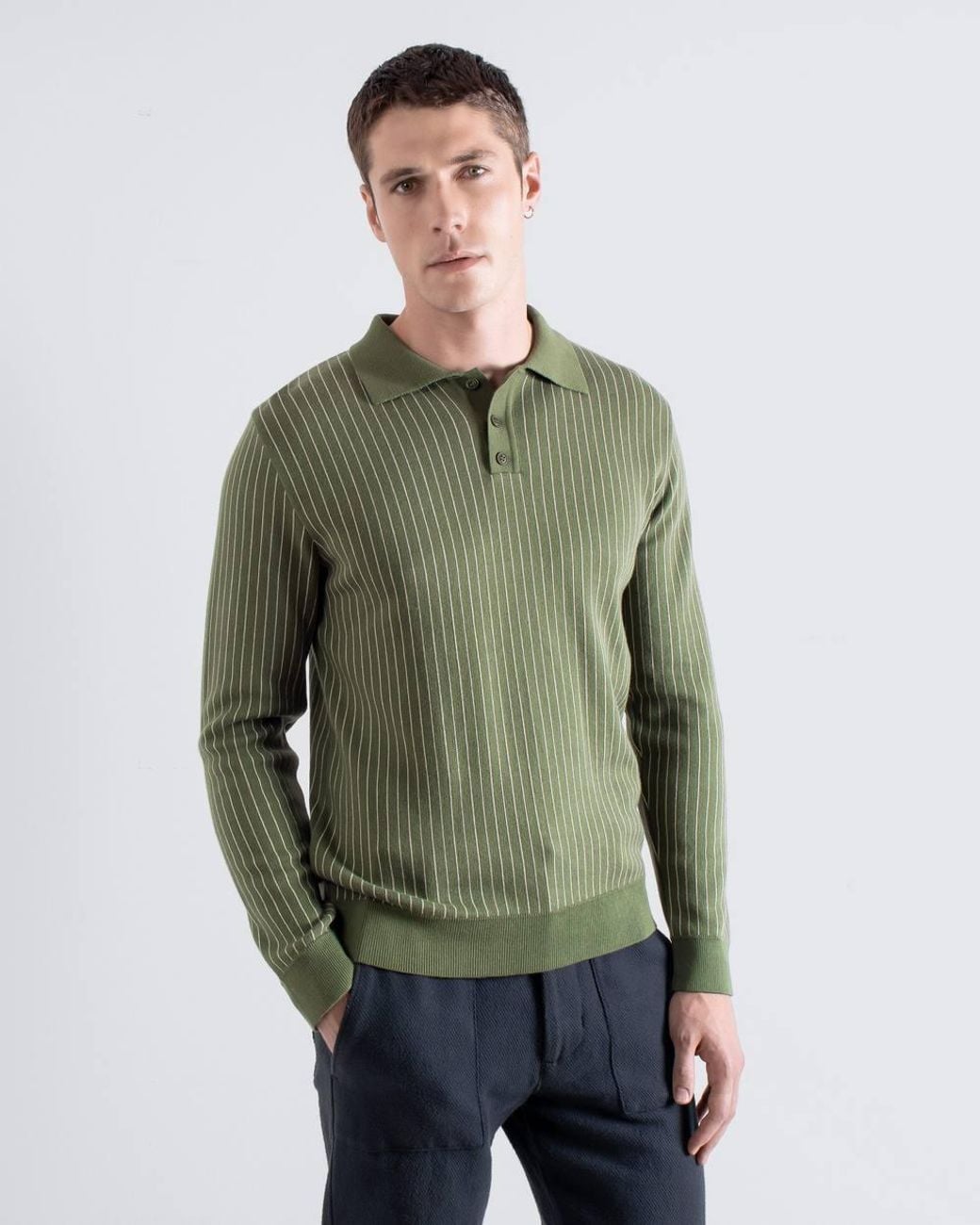 Far Afield Green Benny Knit Polo for men