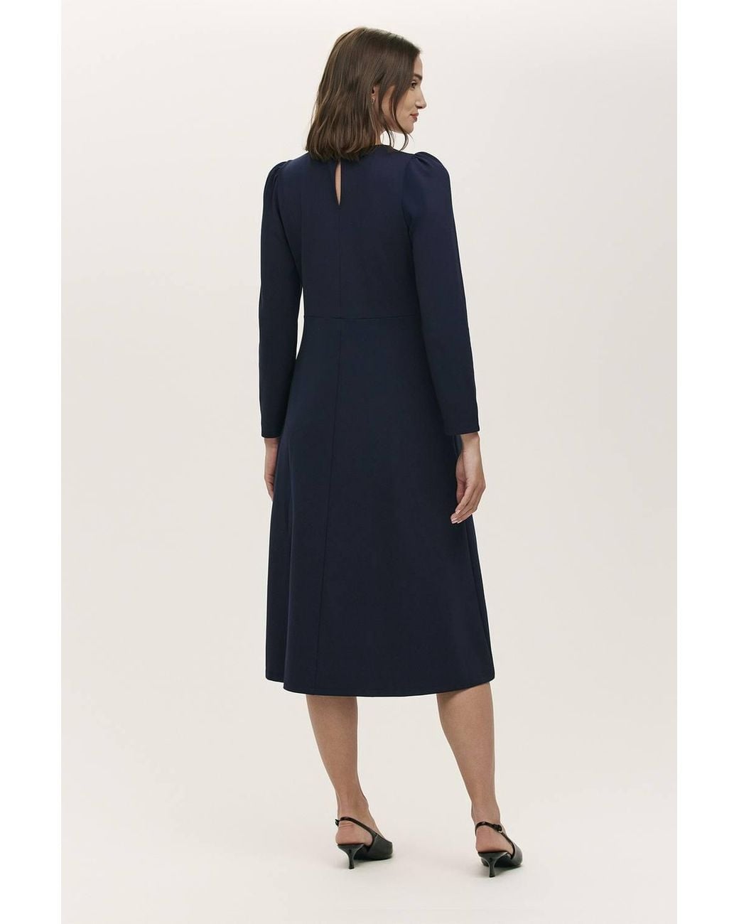 Finery London Blue Felice Ponte Jersey Midi Dress