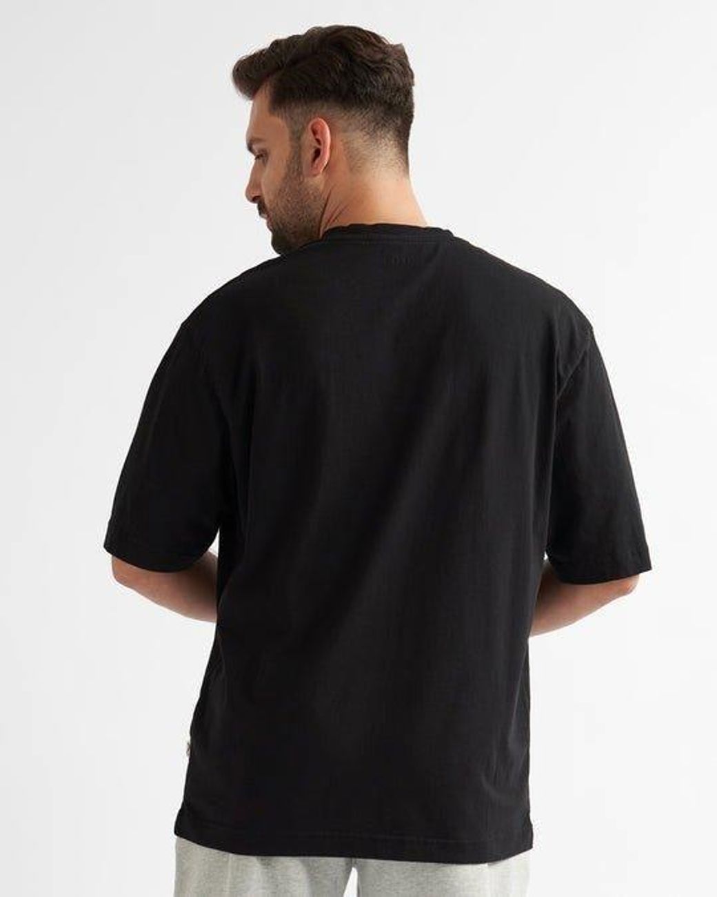 Alse Studio Black Cotton Premium Quality Oversized T-Shirt With Chest Pocket for men