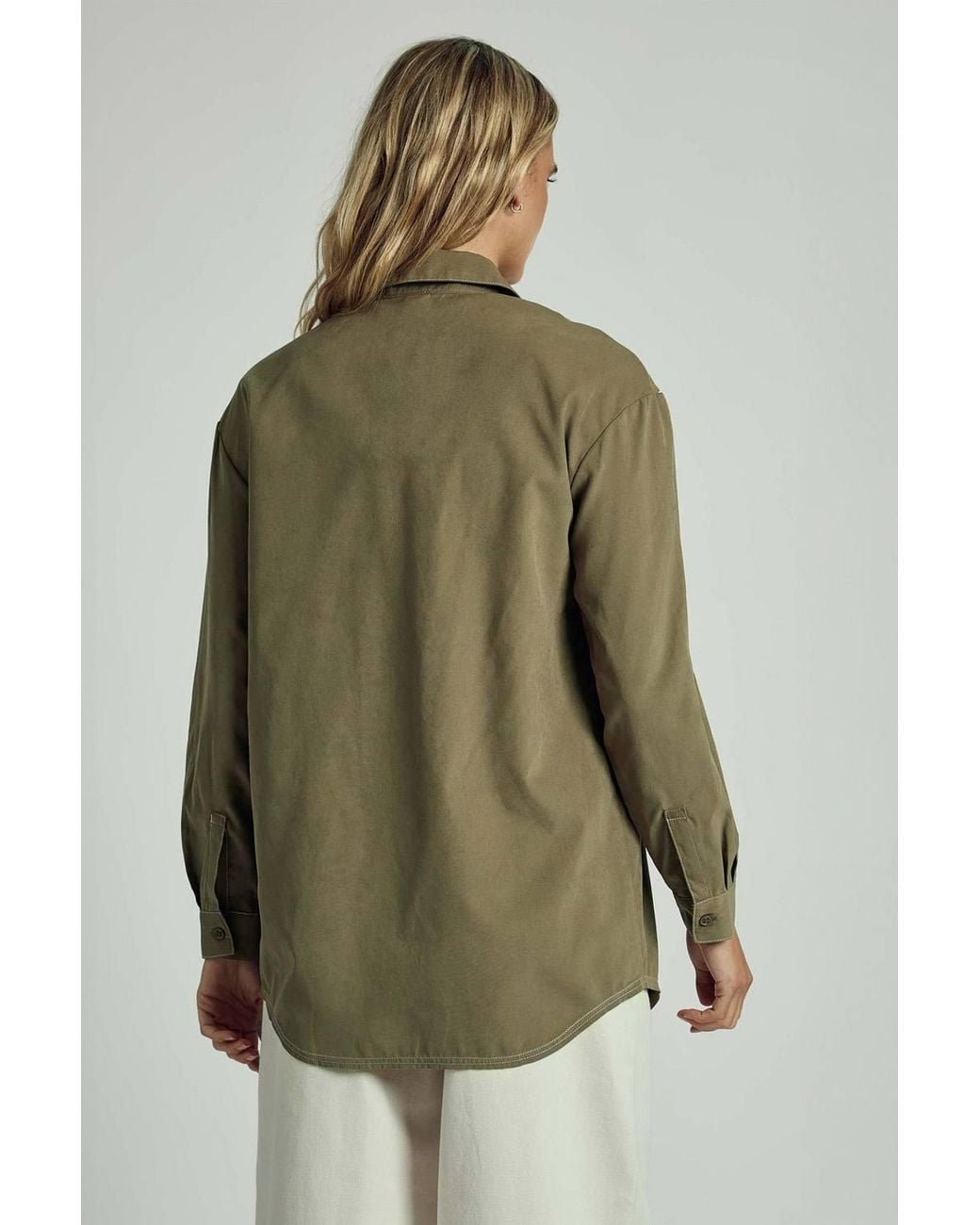 Native Youth Green Embroidered Chest Pocket Collared Button-Up Shirt