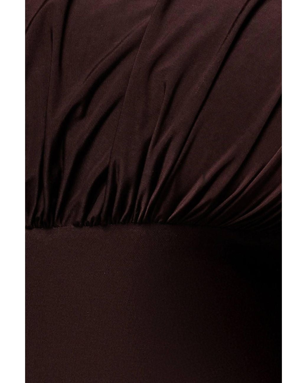 Goddiva Brown Open Back Cowl Neck Gathered Maxi Dress With Velvet Tie Back