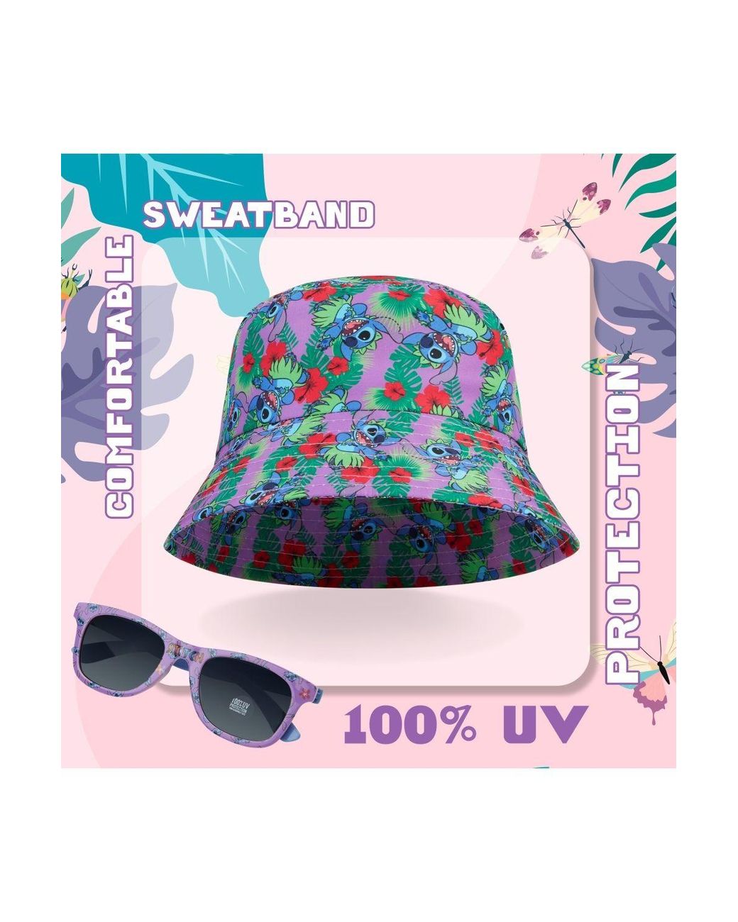 Disney Blue Stitch Set Bucket Hat & Sunglasses