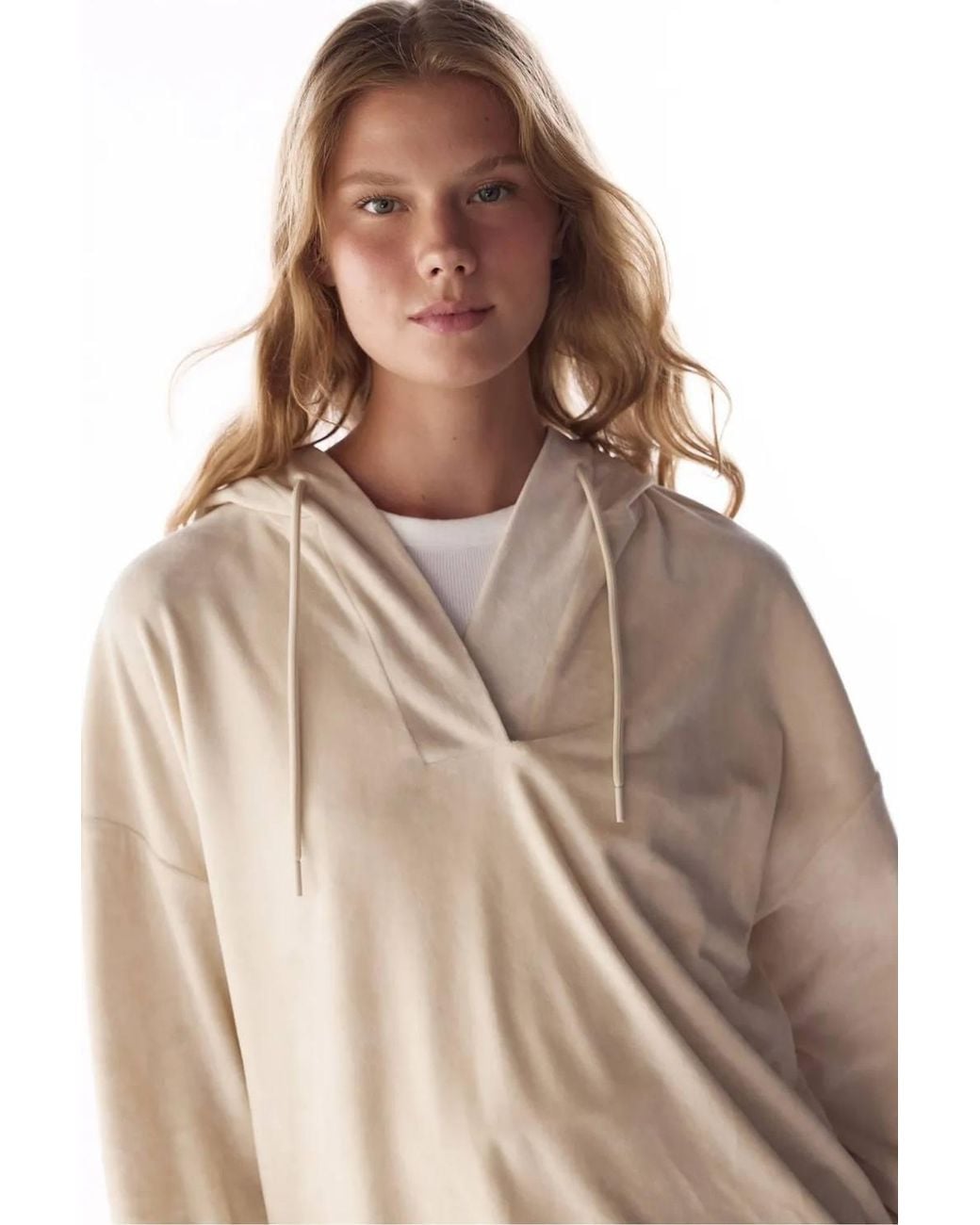 Penti Natural Soft Velvet V-Neck Long Sleeve Sweatshirt
