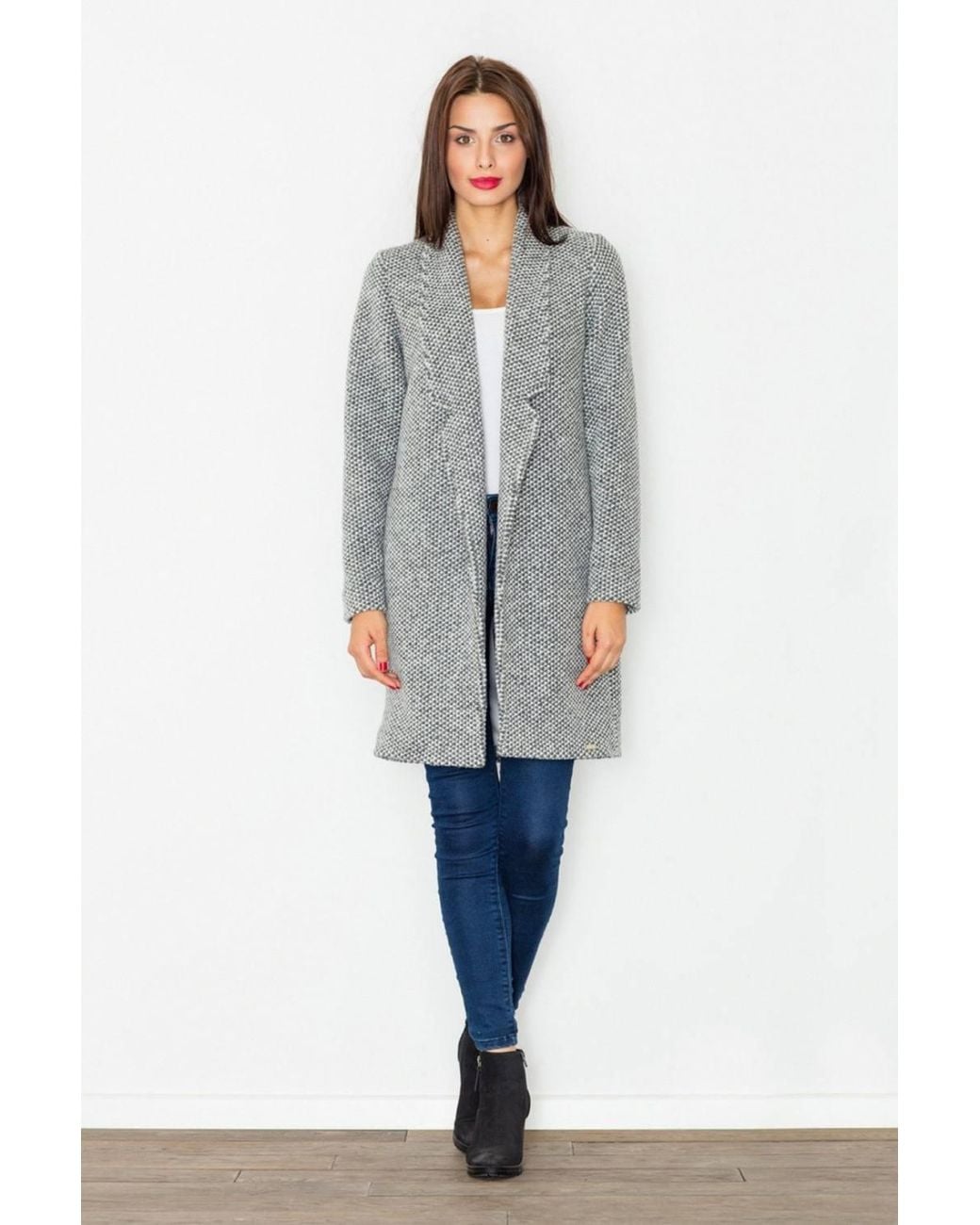 Love Lace Gray Classic Wool Padded Coat With Pockets