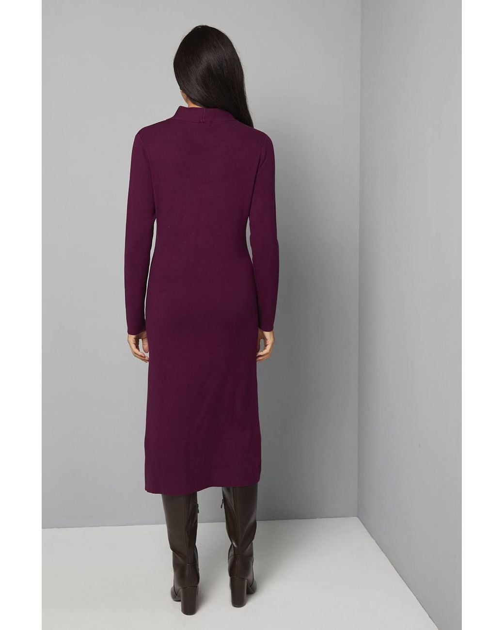 Wallis Purple Twist Neck Keyhole Knitted Dress