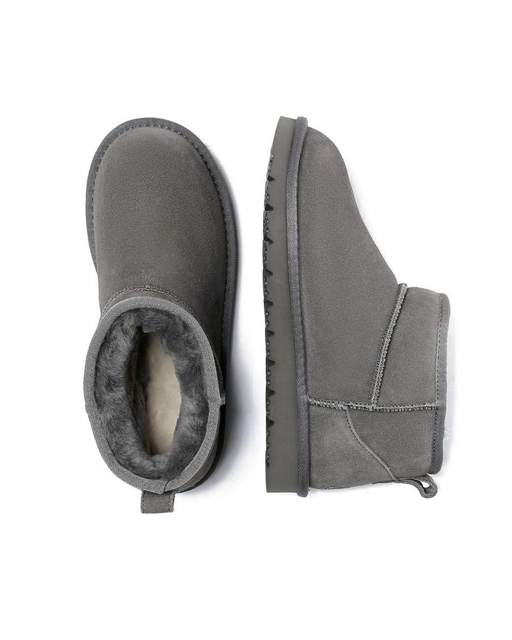 EverAu Australia Gray Real Sheepskin Finch Ultra Mini Classic Boots With Eva Sole