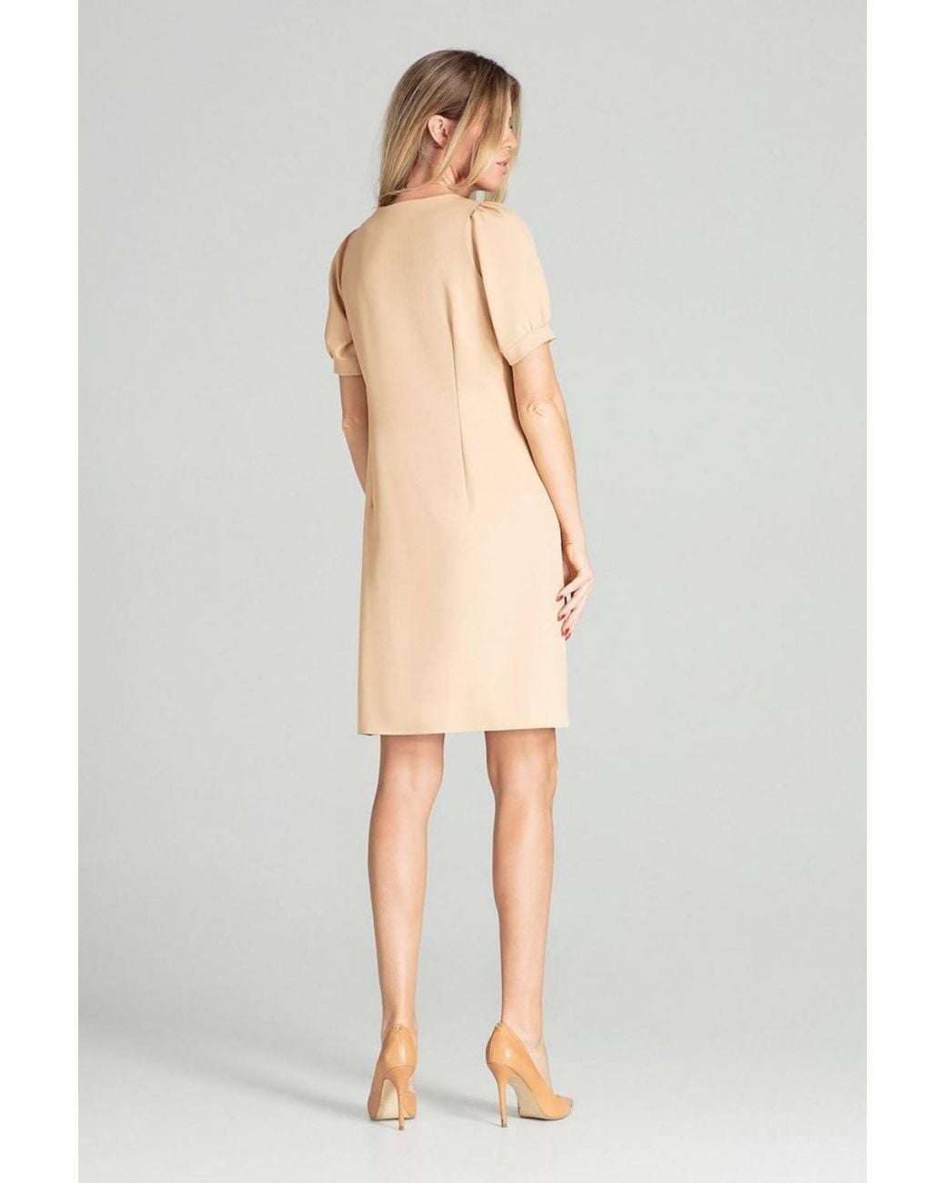 Love Lace Natural Plain Square Neck Midi Dress