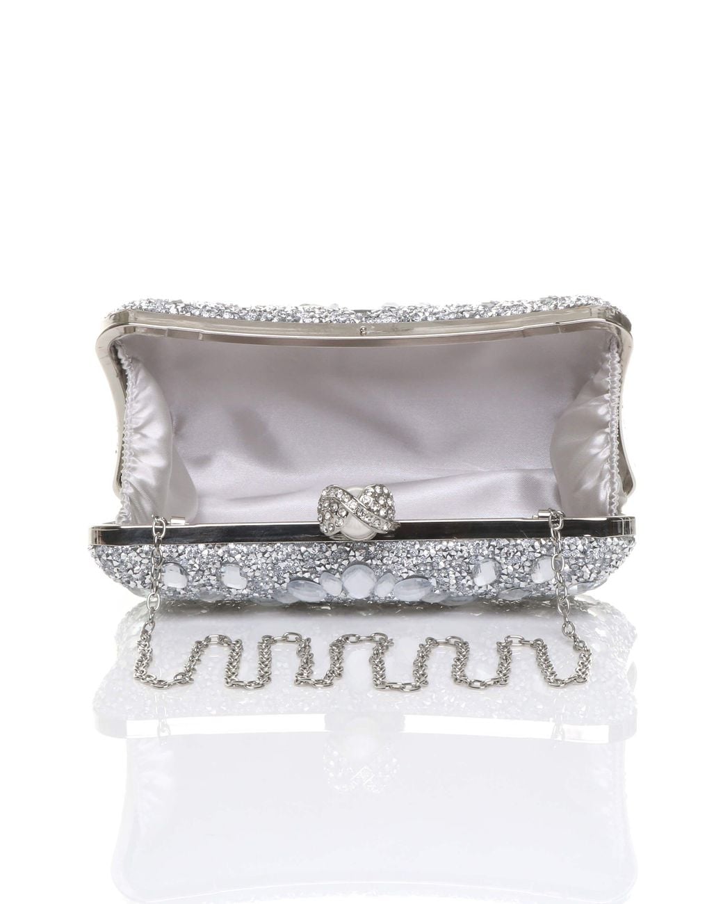 AJVANI Metallic Diamante Embellished Gem Party Evening Prom Clutch Bag