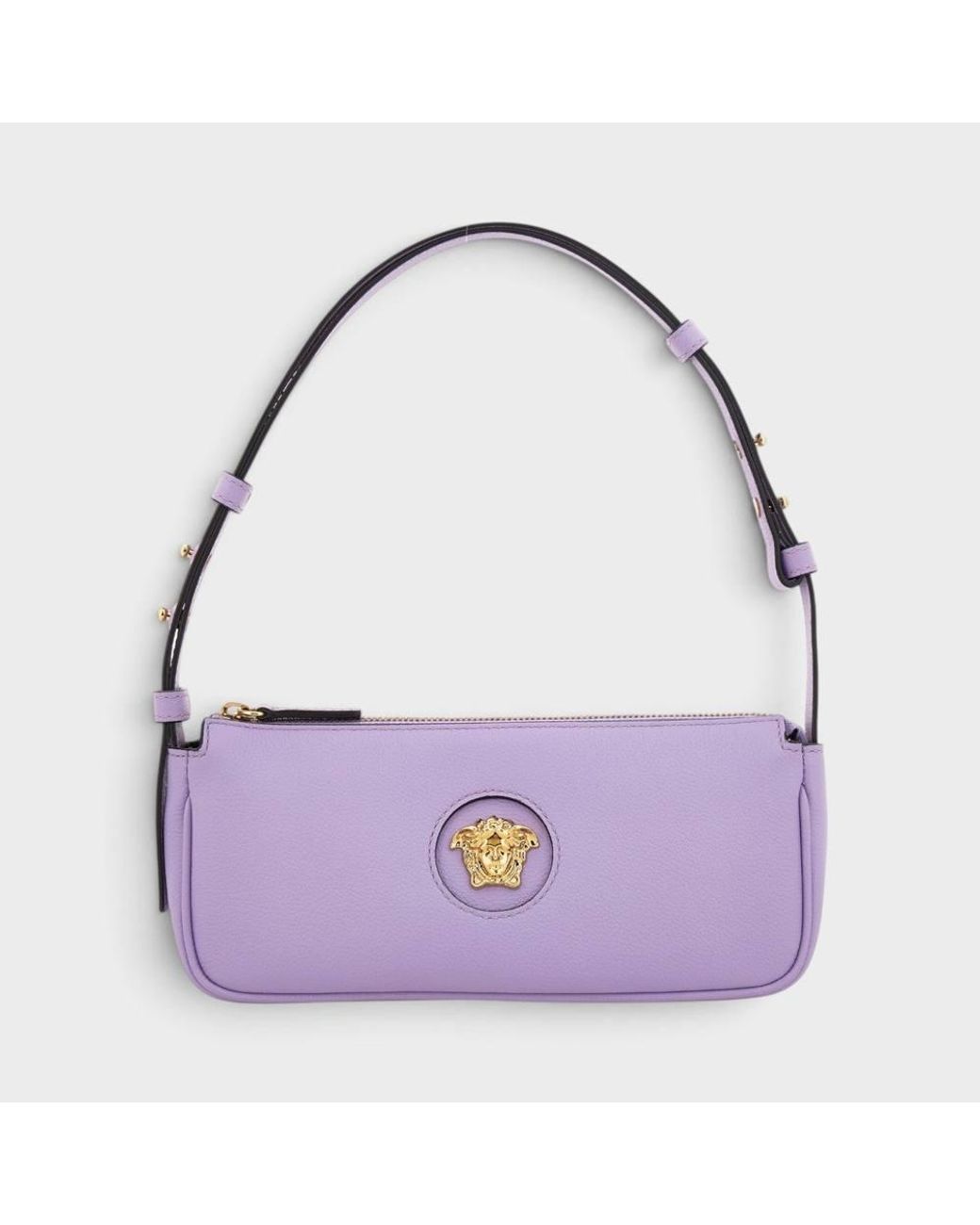 Versace Purple La Medusa Leather Handbag