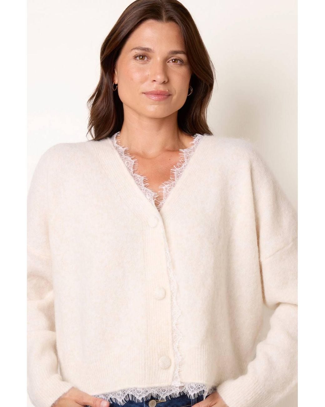 Blue Vanilla Natural Long Sleeve Button Up V-Neck Cardigan