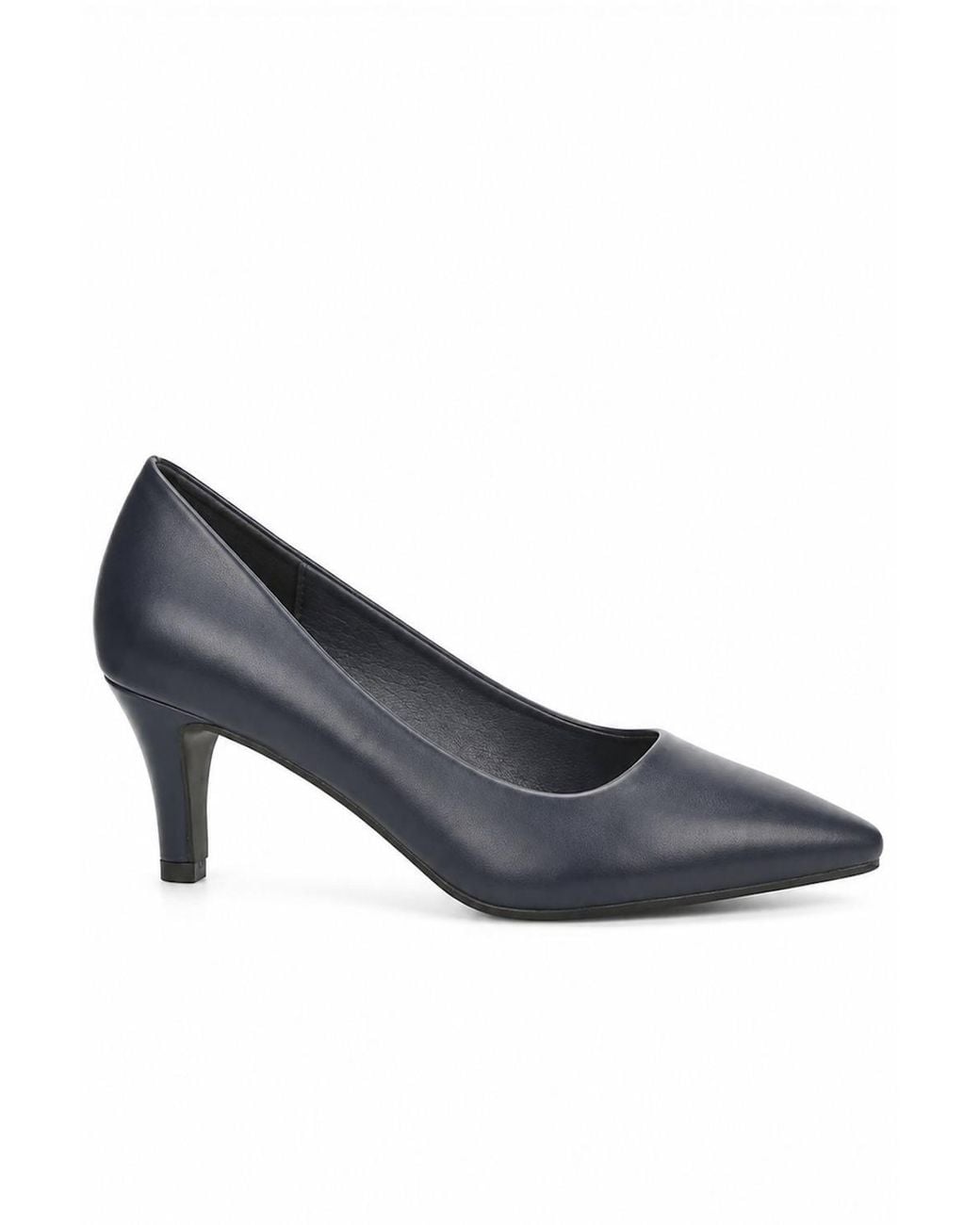 Spot on Blue Pointed Toe Mid Heel Court Shoes