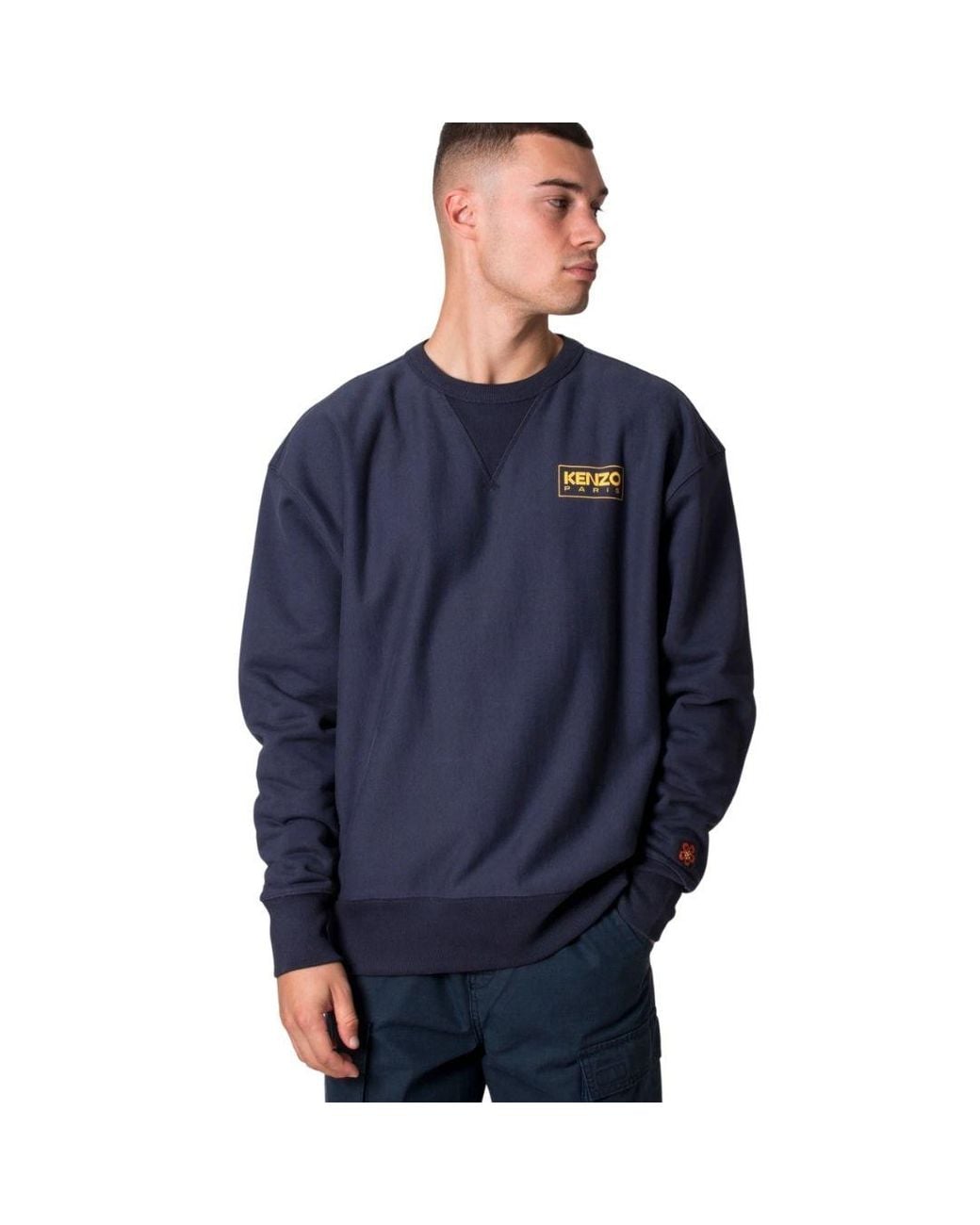 KENZO Blue Paris Outlined Logo Midnight Sweatshirt for men