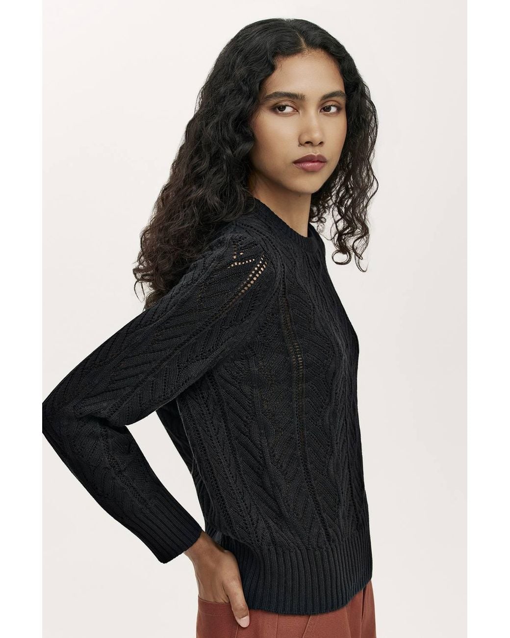 Finery London Black Valerie Round Neck Knitted Sweater