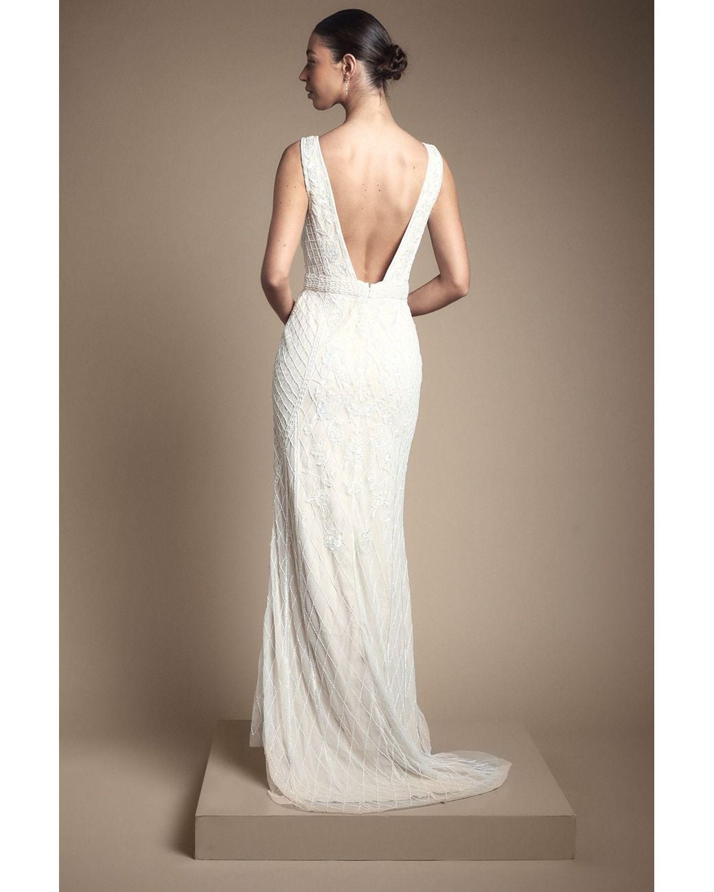 Coast Brown Honoured Plunge Floral Vintage Embellished Wedding Dress