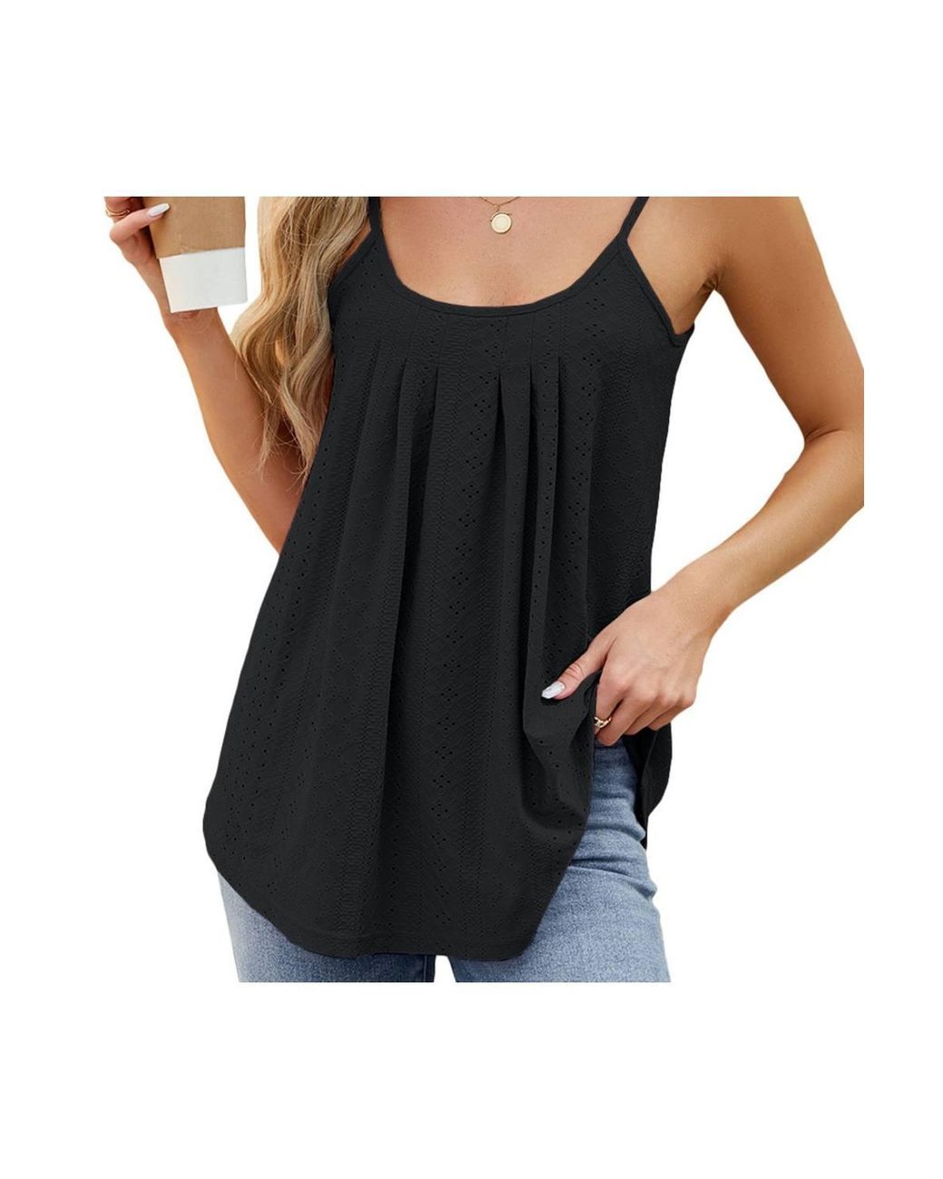 KDMD Red Spaghetti Strap Loose Fit Cami Vest Top