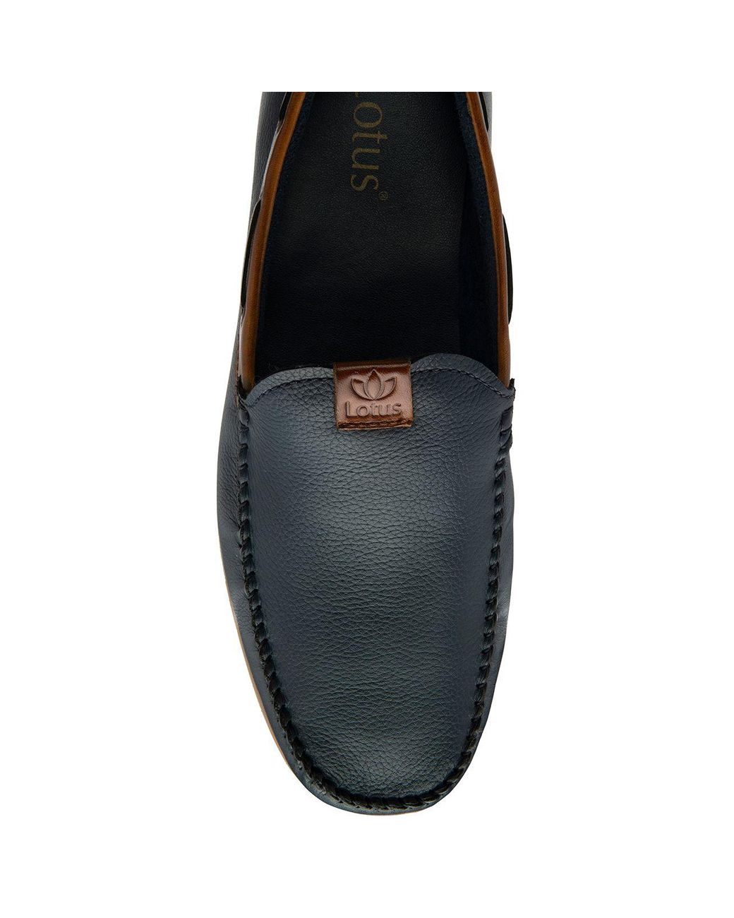 Lotus Black 'Bolzano' Leather Loafers for men