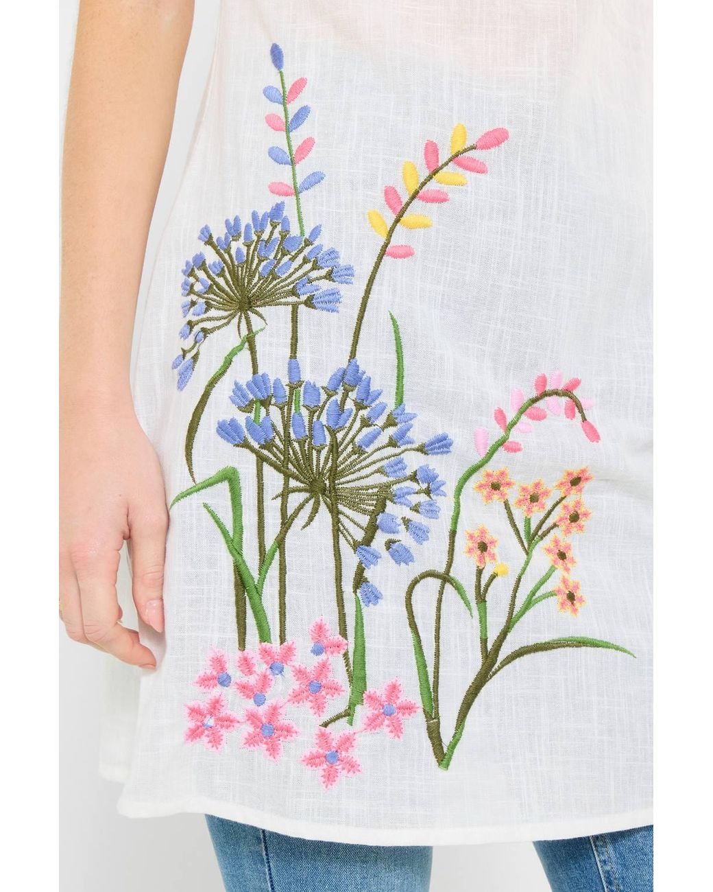 Joe Browns Blue Embroidered Floral Meadow Tunic