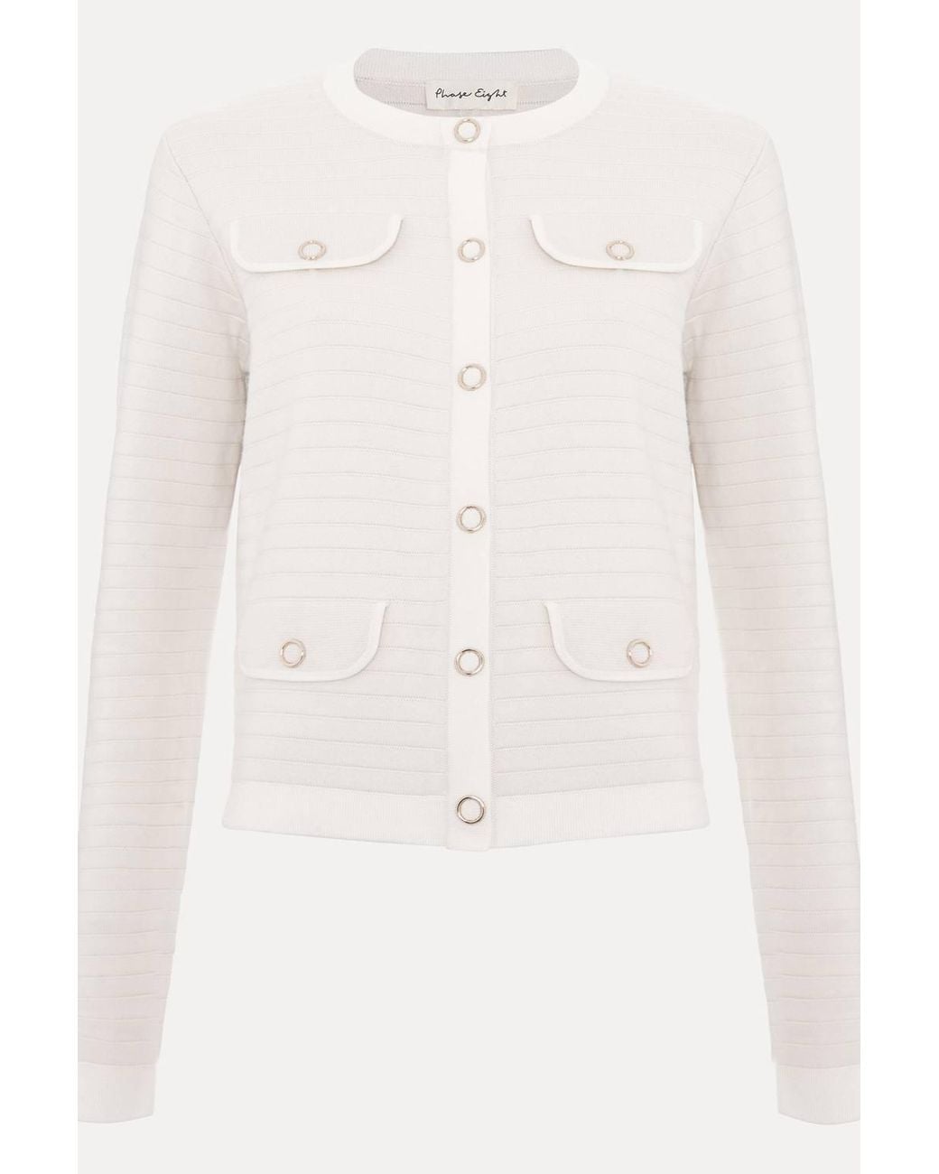 Phase Eight White Kelley Tailored Knit Cardigan