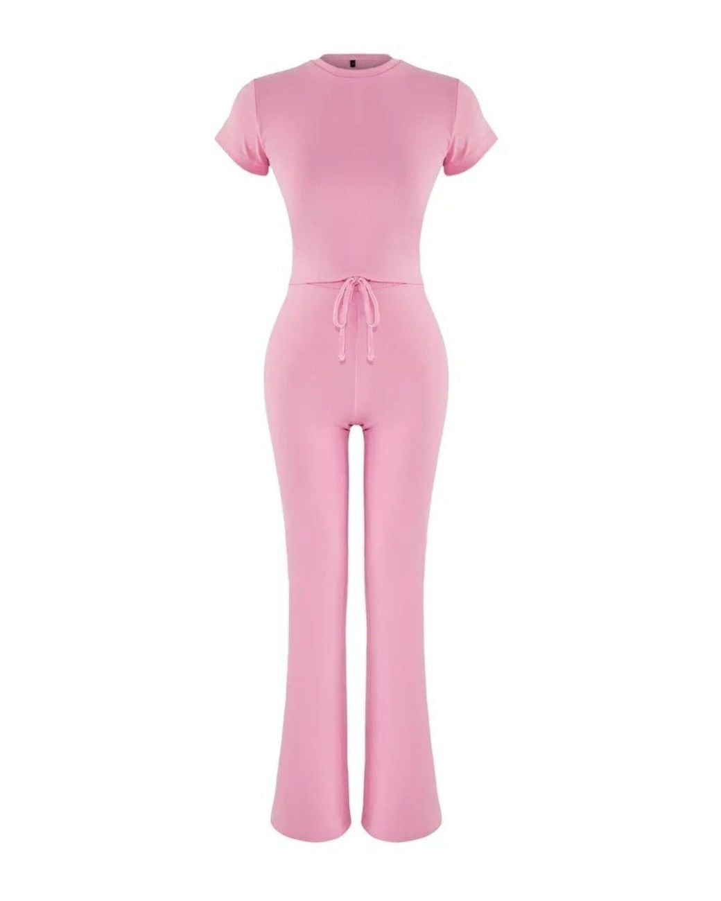 WOVCOR Pink Stretch Woven Crop Top & Trousers Co-Ord Set