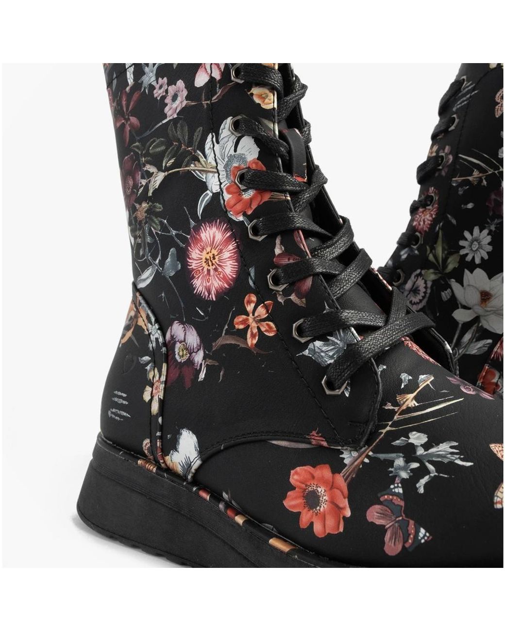 Heavenly Feet Black Martina4 Print Lace Up Ankle Boots