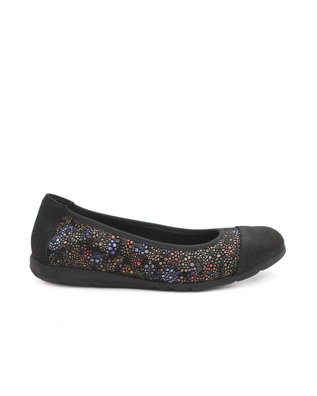 Pavers Black Leather Slip On Ballet Flats