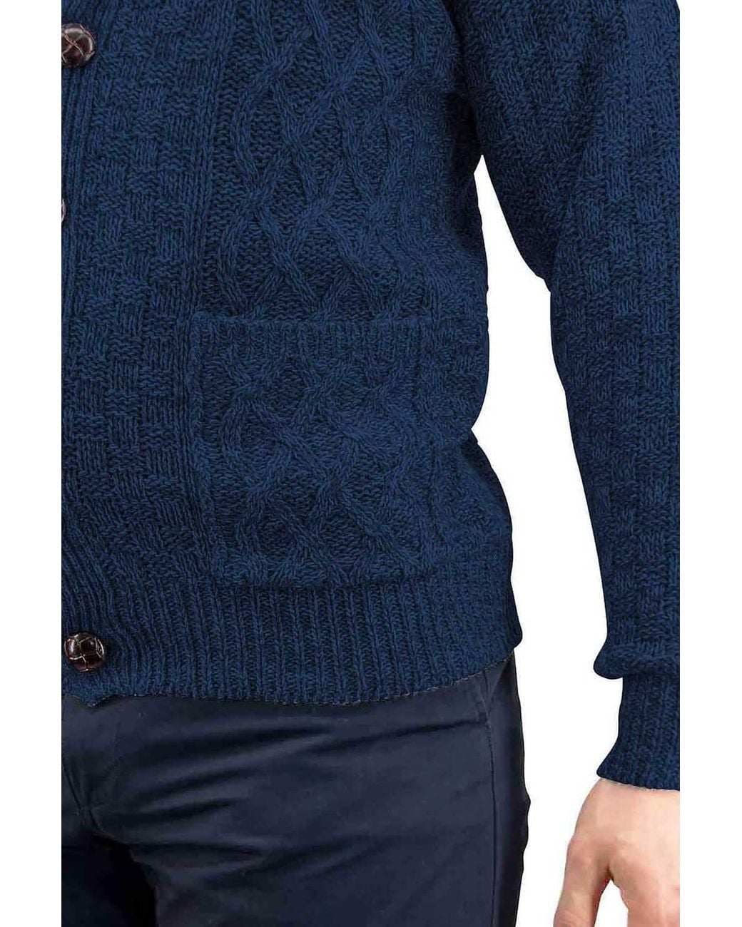 Chums Blue Chunky Aran-Style Cardigan for men