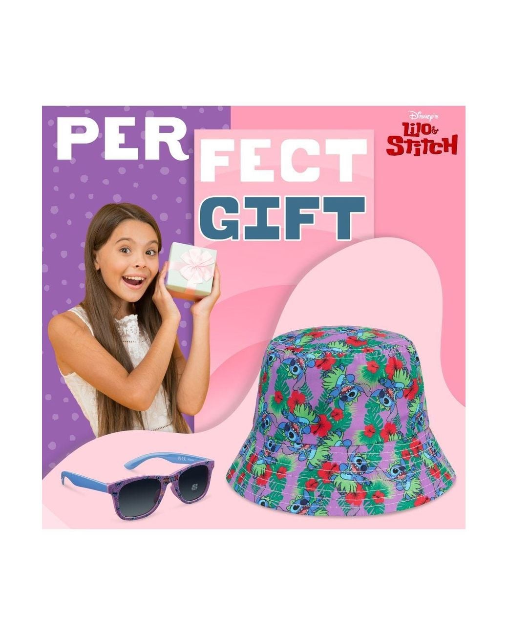Disney Blue Stitch Set Bucket Hat & Sunglasses