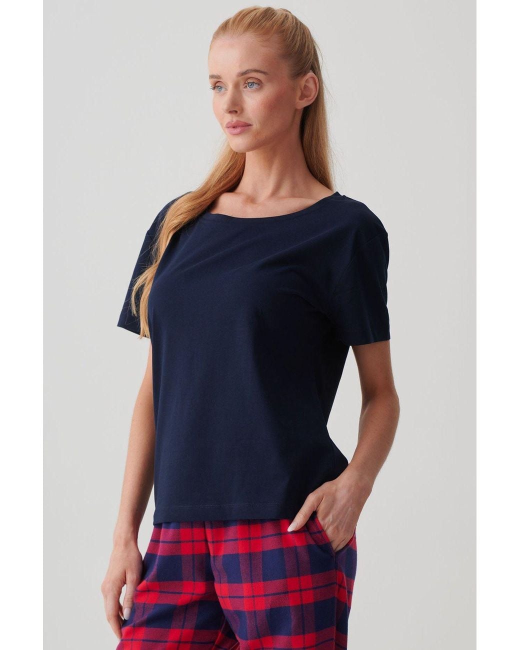 British Boxers Blue "French" Cotton Scoop Neck T-Shirt