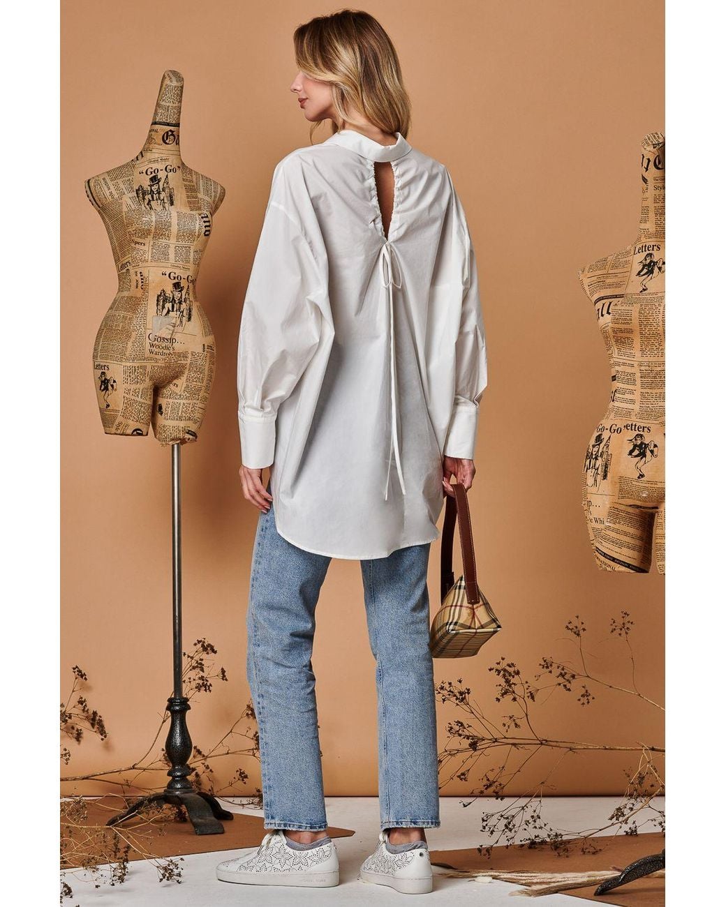 Jolie Moi Blue Keyhole Back Detail Blouse