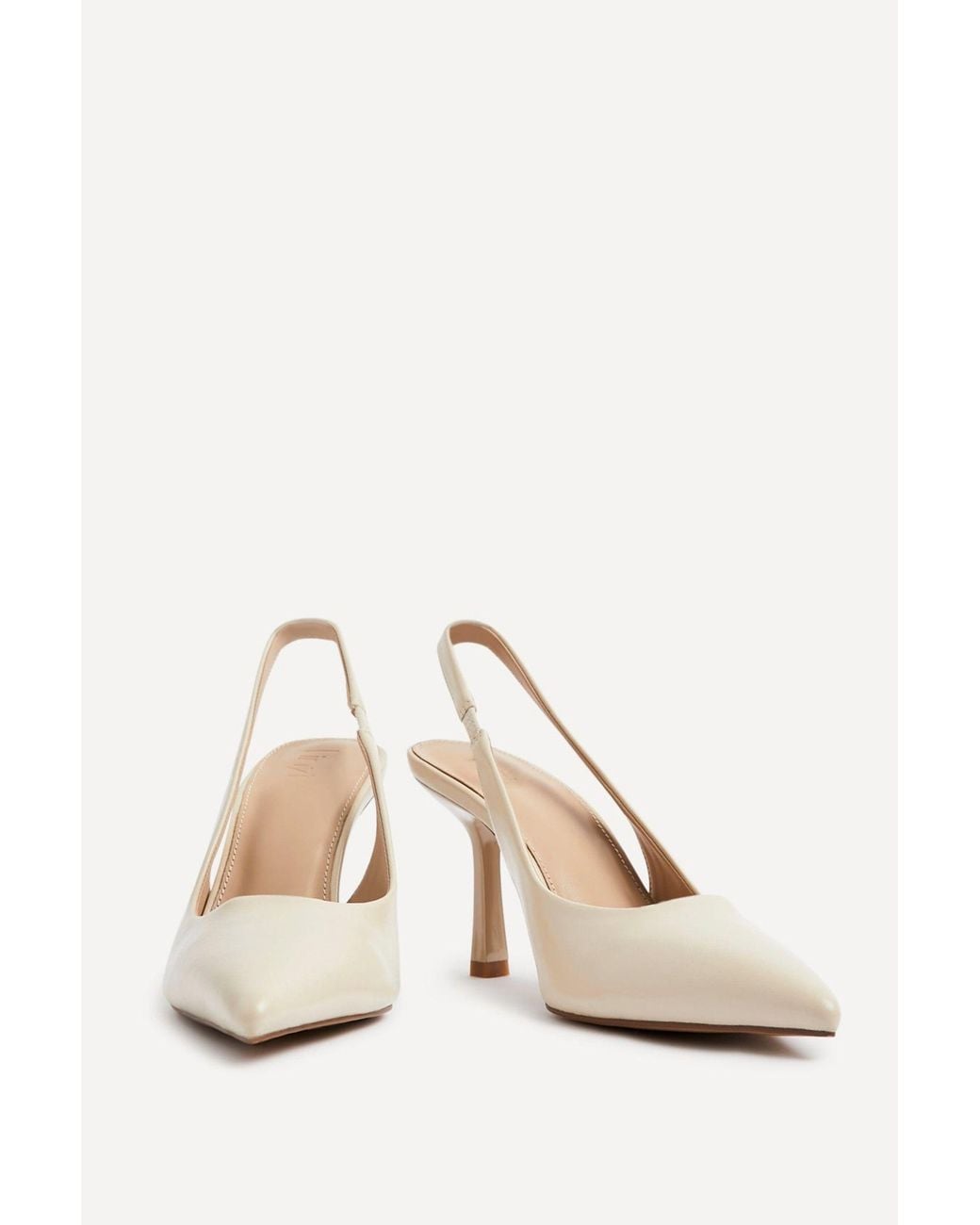 Linzi White Dash Faux Leather Court Heels