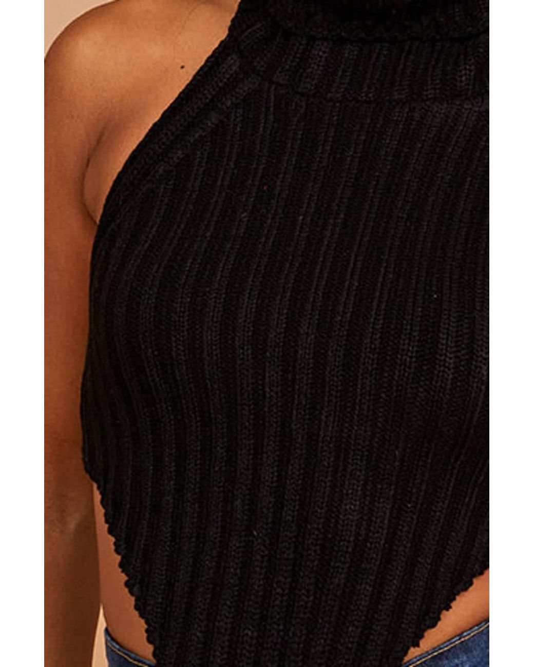 Stylewise Black Halter Roll Neck