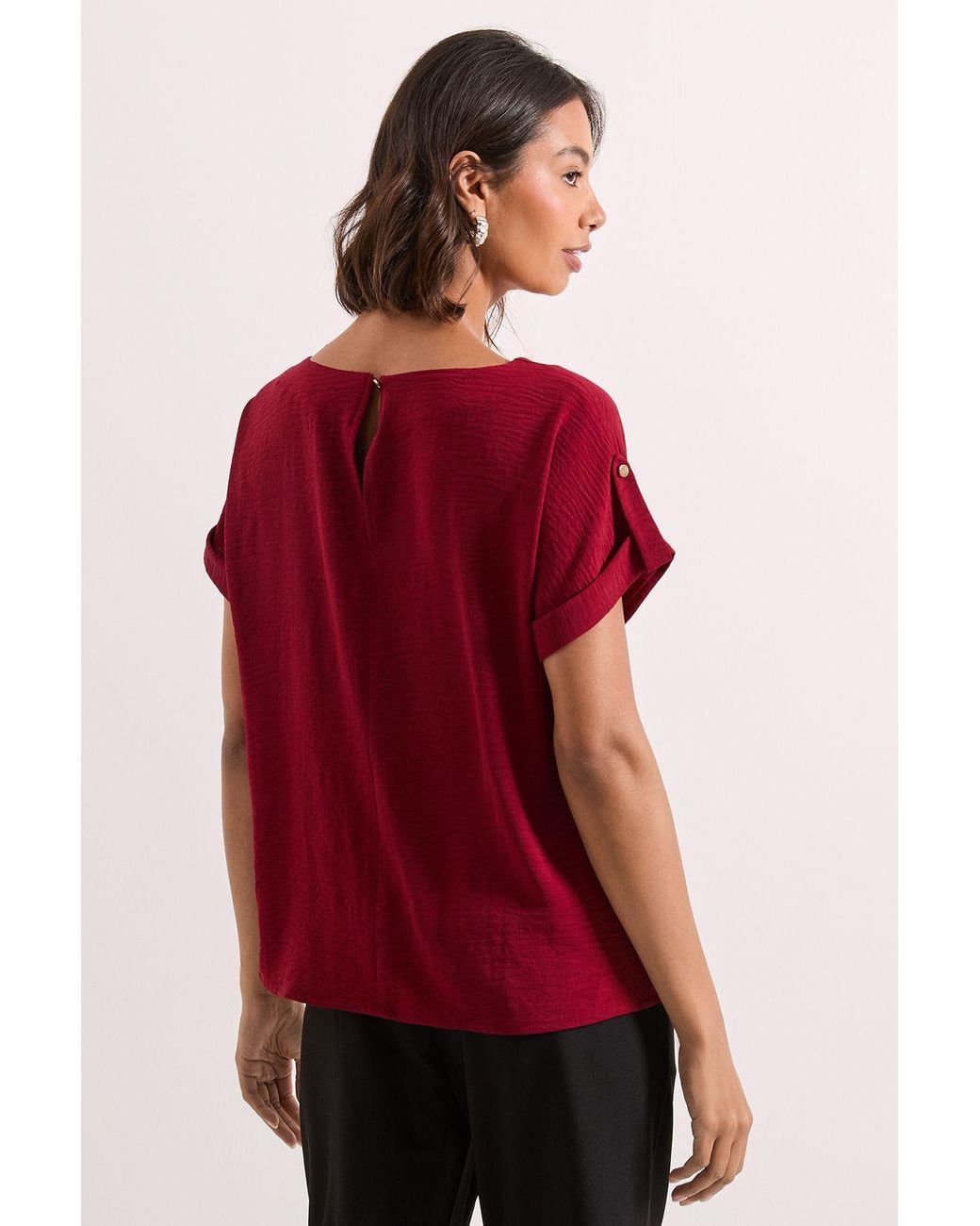 Dorothy Perkins Red Roll Sleeve Blouse