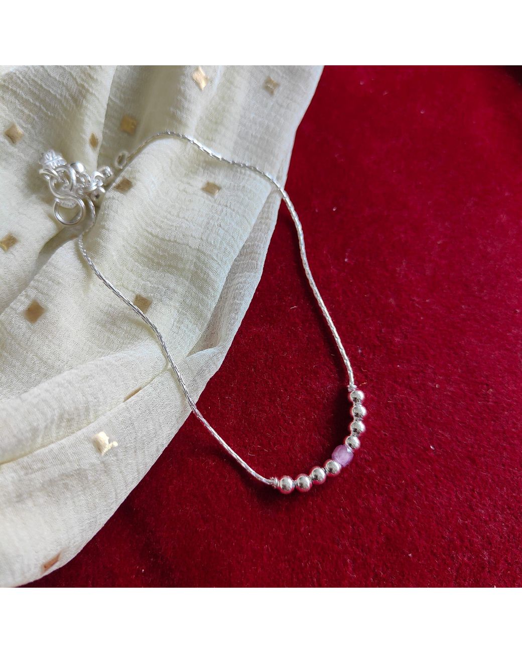 The Colourful Aura Brown Sterling 925 Colourful Beaded Payal Anklet With Jingle Bells