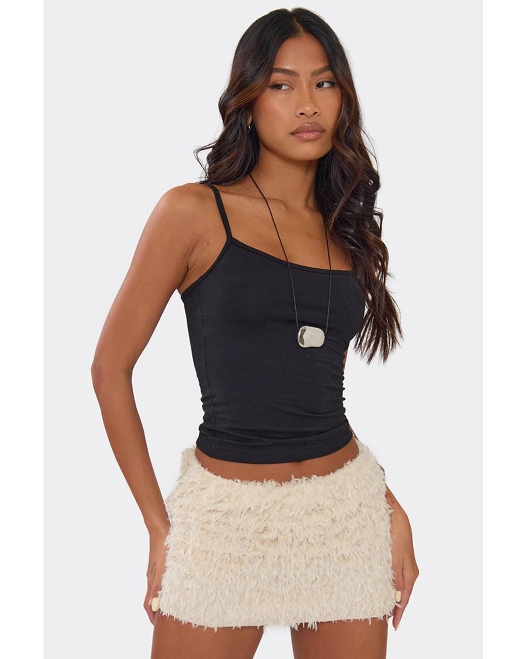 EGO Black Textured Low Rise Mini Skirt