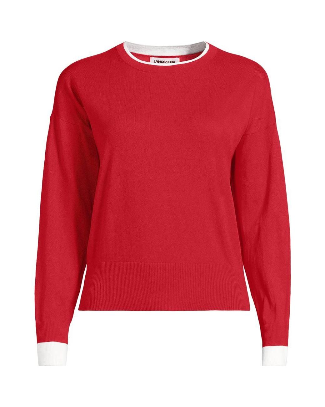 Lands' End Red Plus Double Trim Cotton Jumper