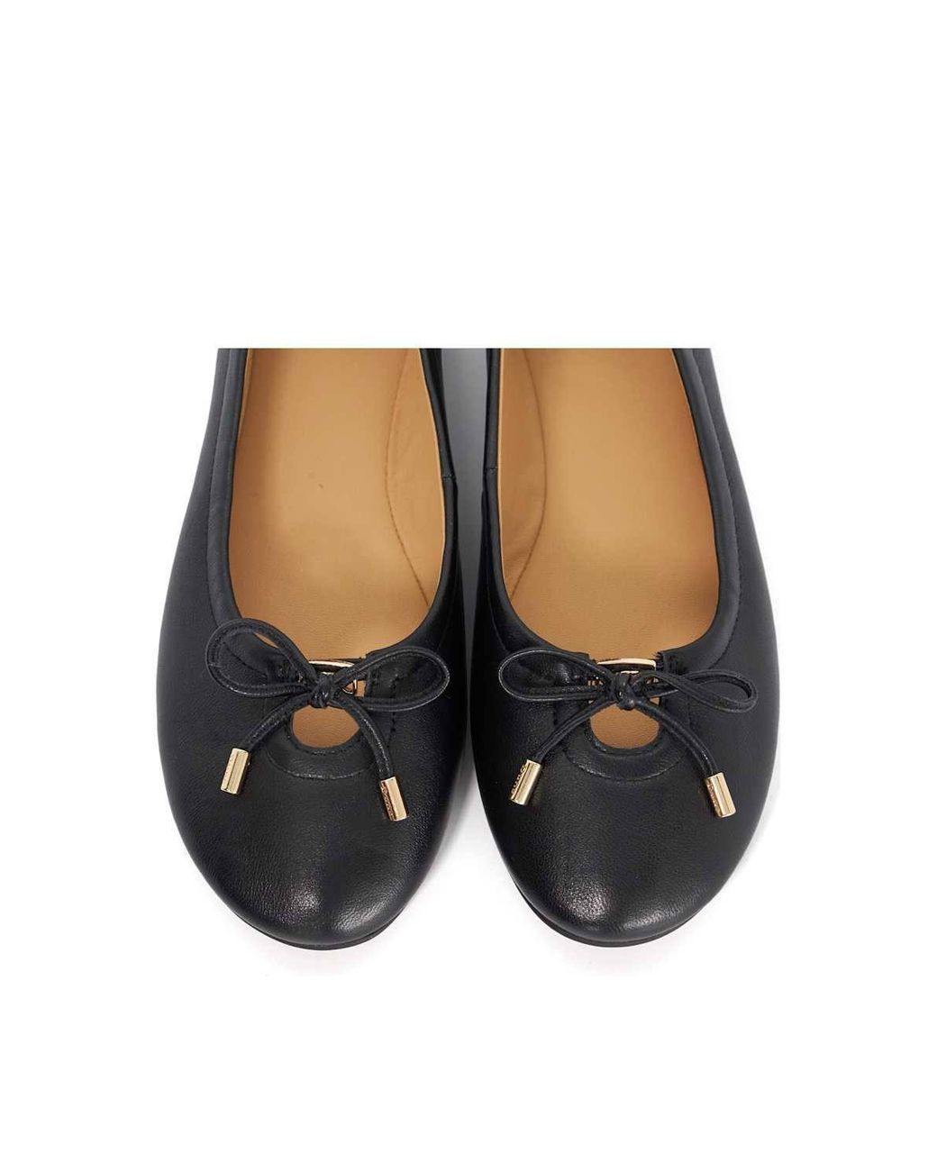 Dune White 'Hali' Leather Ballet Pumps