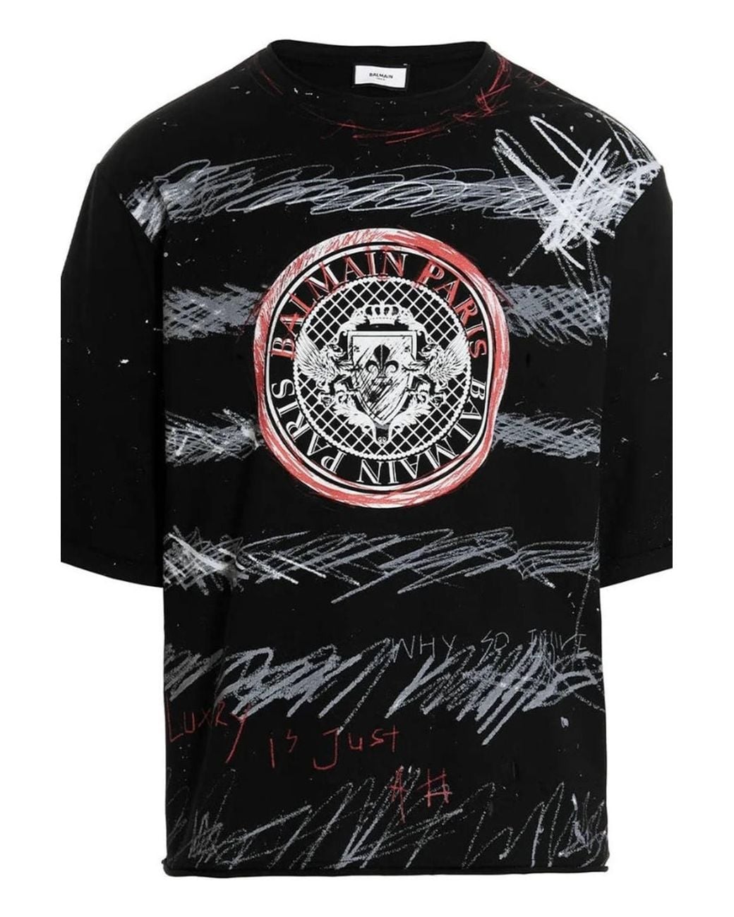 Balmain Black Short Sleeve Crew T-Shirt for men