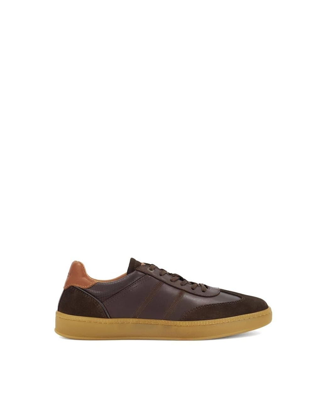 Dune Brown 'Theos' Leather Trainers for men