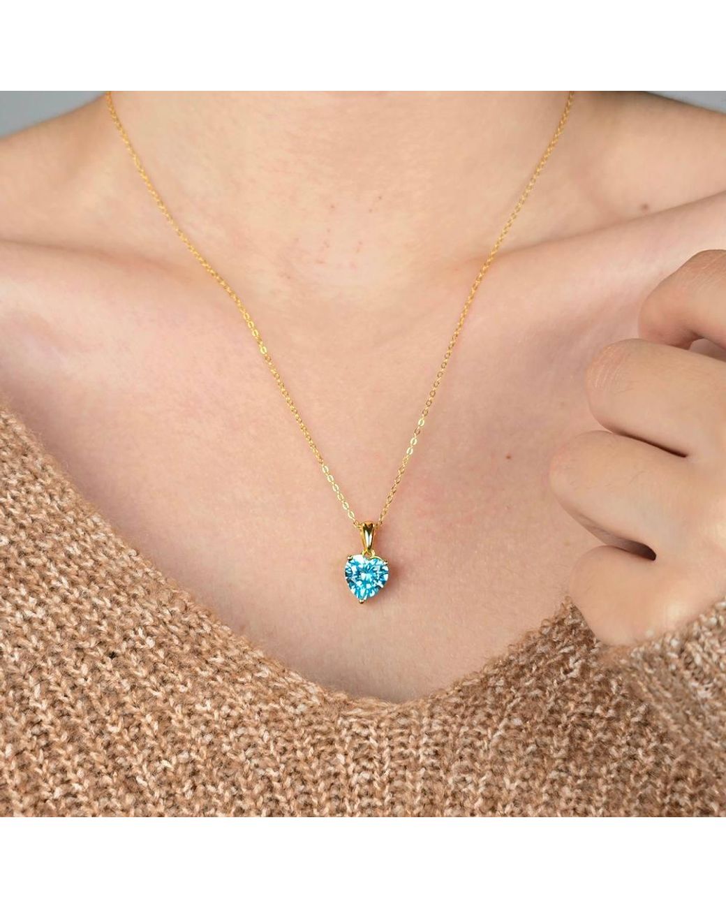 Harfi Blue Topaz December Birthstone Love Heart Necklace