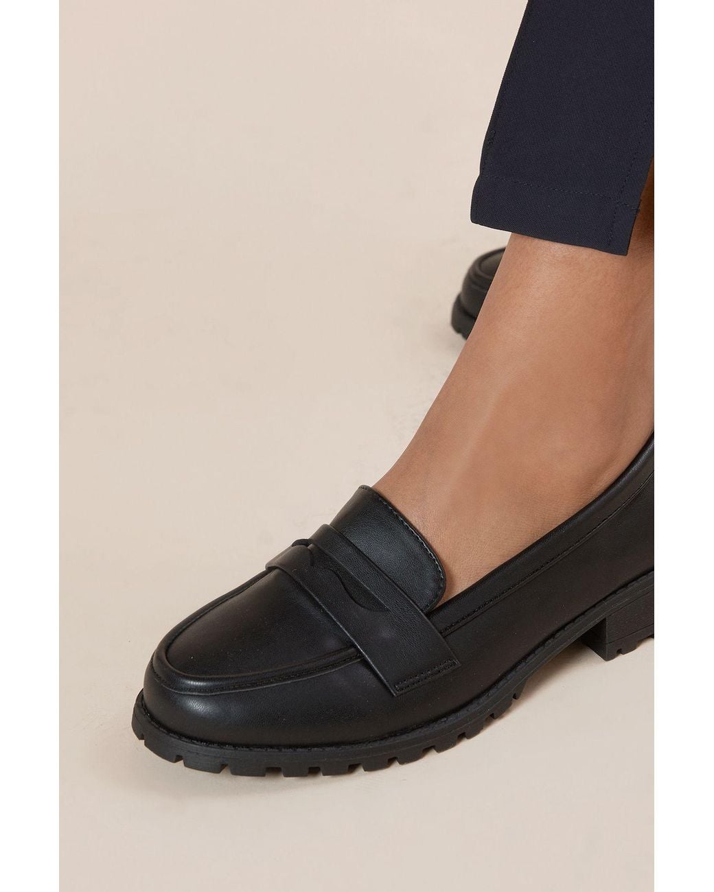 Dorothy Perkins Black Wide Fit Leoni Chunky Loafers