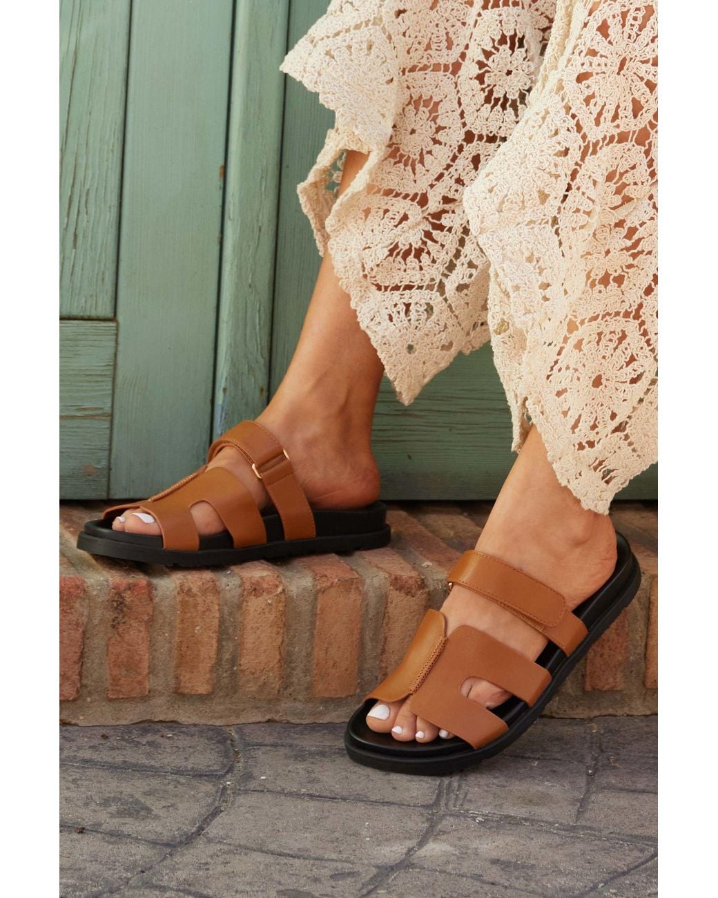 Linzi White Emmy Faux Leather Sandals