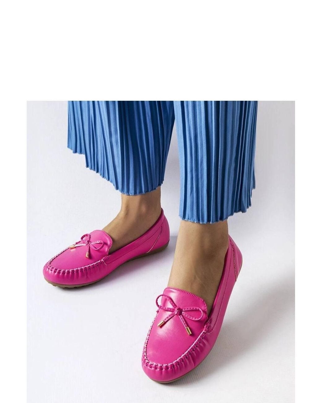 Love Lace Blue Moccasin Slip On Shoes Pointed Toe With Bow Summer