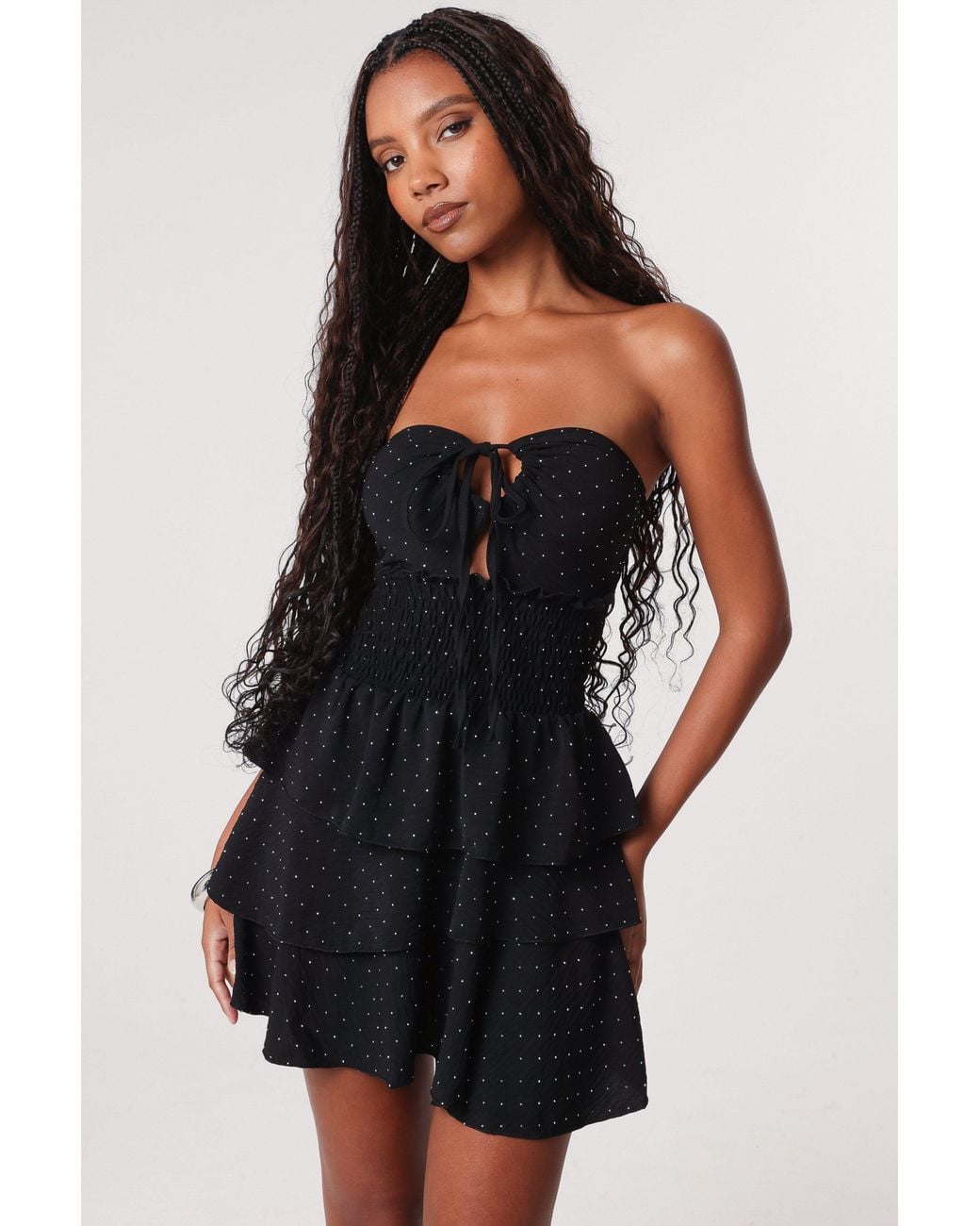 Pink Vanilla Black Diamante Rara Skirt Dress