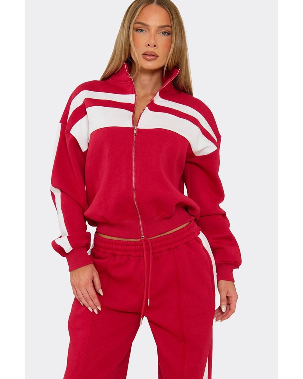 EGO Red Long Sleeve Zip Sweatshirt