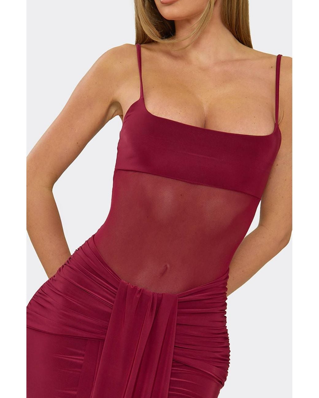 EGO Red Strappy Drape Maxi Dress