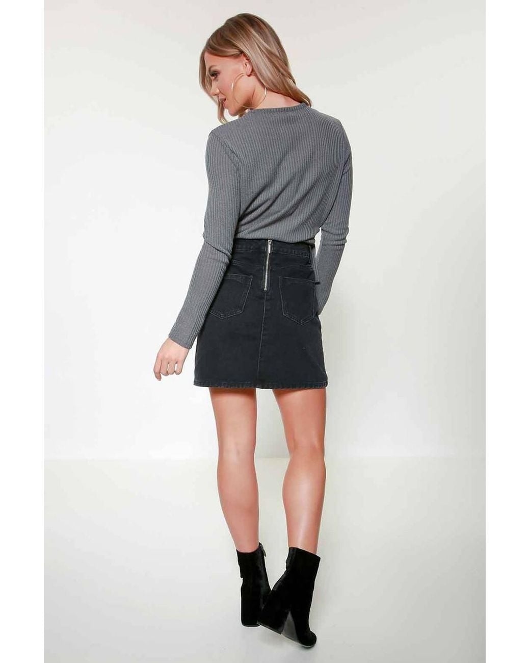Urban Bliss Black Embroidered Denim Skirt