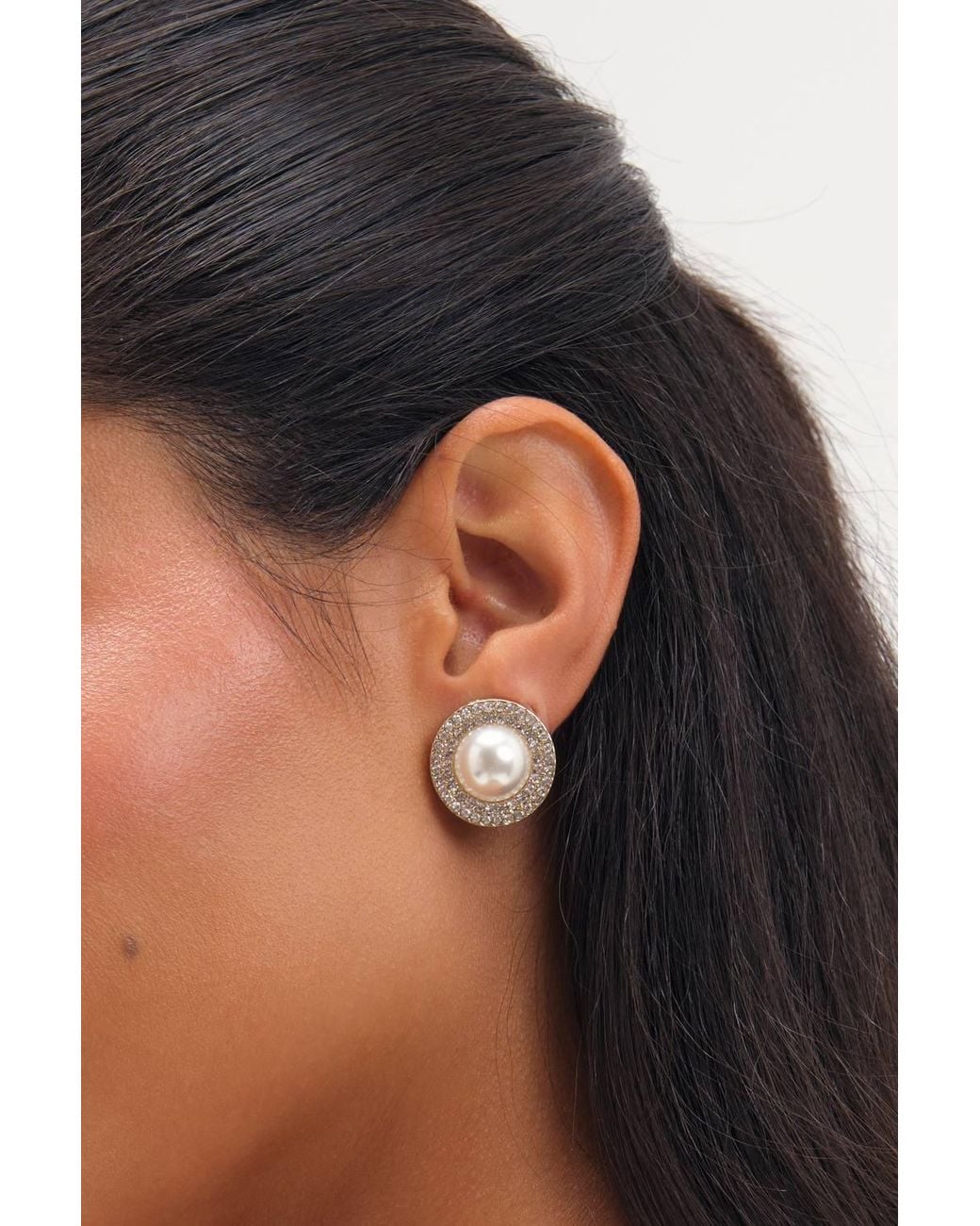 Jon Richard Metallic Plated Pearl & Crystal Clip Earrings