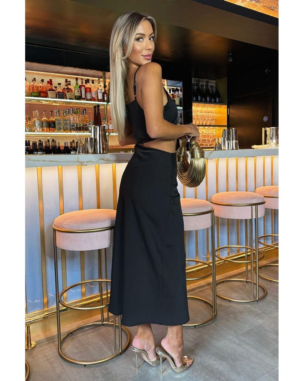 AX Paris Black Asymmetric Cut Out Midi Dress